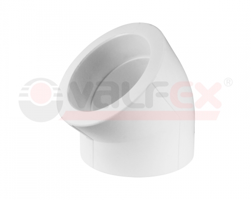 Фото -Белые фитинги, -Серые фитинги Угол  45гр. x 20 (400/100) (Valfex) БЕЛЫЙ